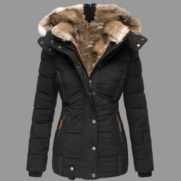 Blazer Dames Zwart Lange Gewatteerde Polyester – Winter - Zwart