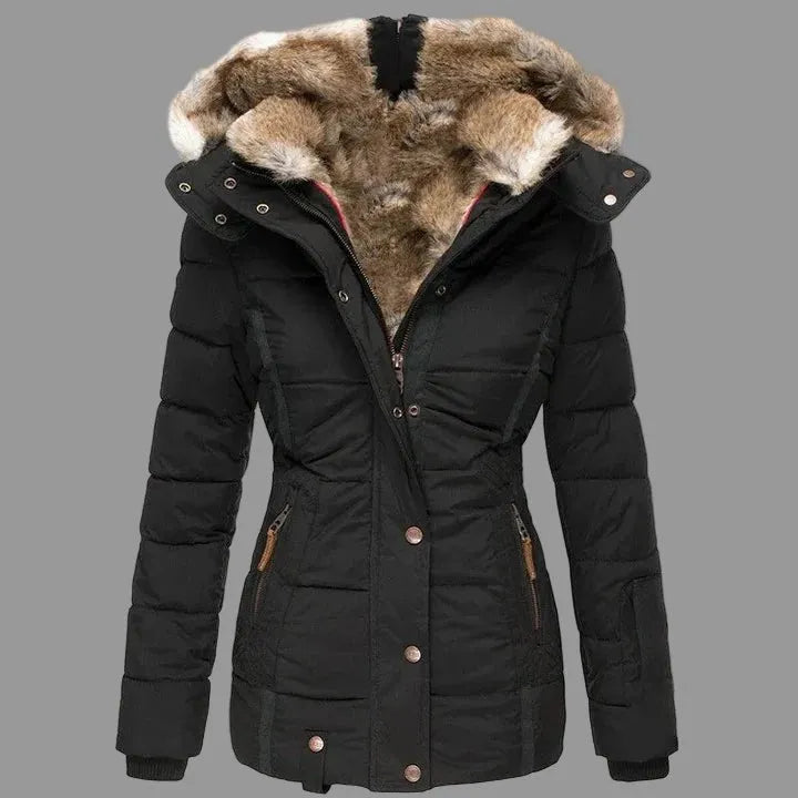 Blazer Dames Zwart Lange Gewatteerde Polyester – Winter - Zwart