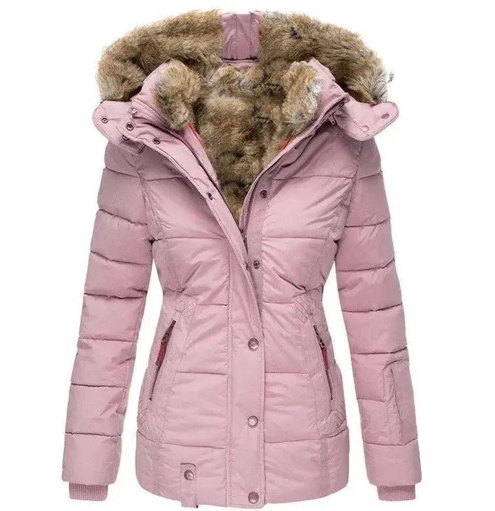 Blazer Dames Zwart Lange Gewatteerde Polyester – Winter - Roze