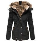 Blazer Dames Zwart Lange Gewatteerde Polyester – Winter