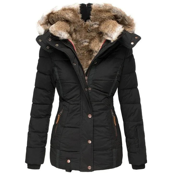 Blazer Dames Zwart Lange Gewatteerde Polyester – Winter