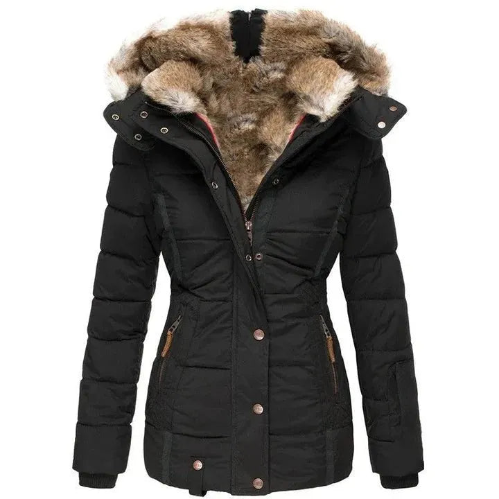 Blazer Dames Zwart Lange Gewatteerde Polyester – Winter
