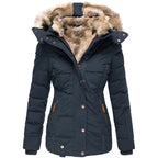 Blazer Dames Zwart Lange Gewatteerde Polyester – Winter - Blauw