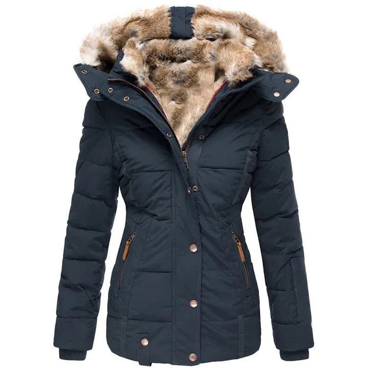 Blazer Dames Zwart Lange Gewatteerde Polyester – Winter - Blauw