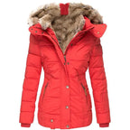 Blazer Dames Zwart Lange Gewatteerde Polyester – Winter - Rood