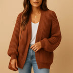 Gebreid Vest Dames Open Knit Loose Fit Zonder Sluiting - Miss Madera MIS-5280T2