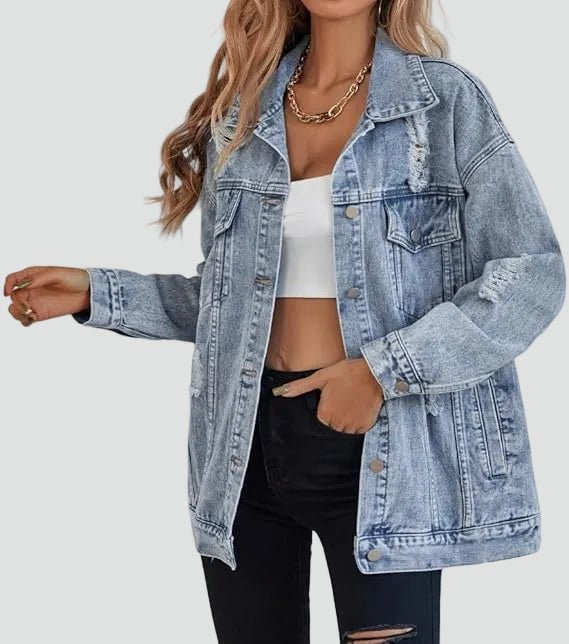 Miss | Blazer Dames Oversize Denim - Katoen - Miss Madera MIS-ZJ7QAN
