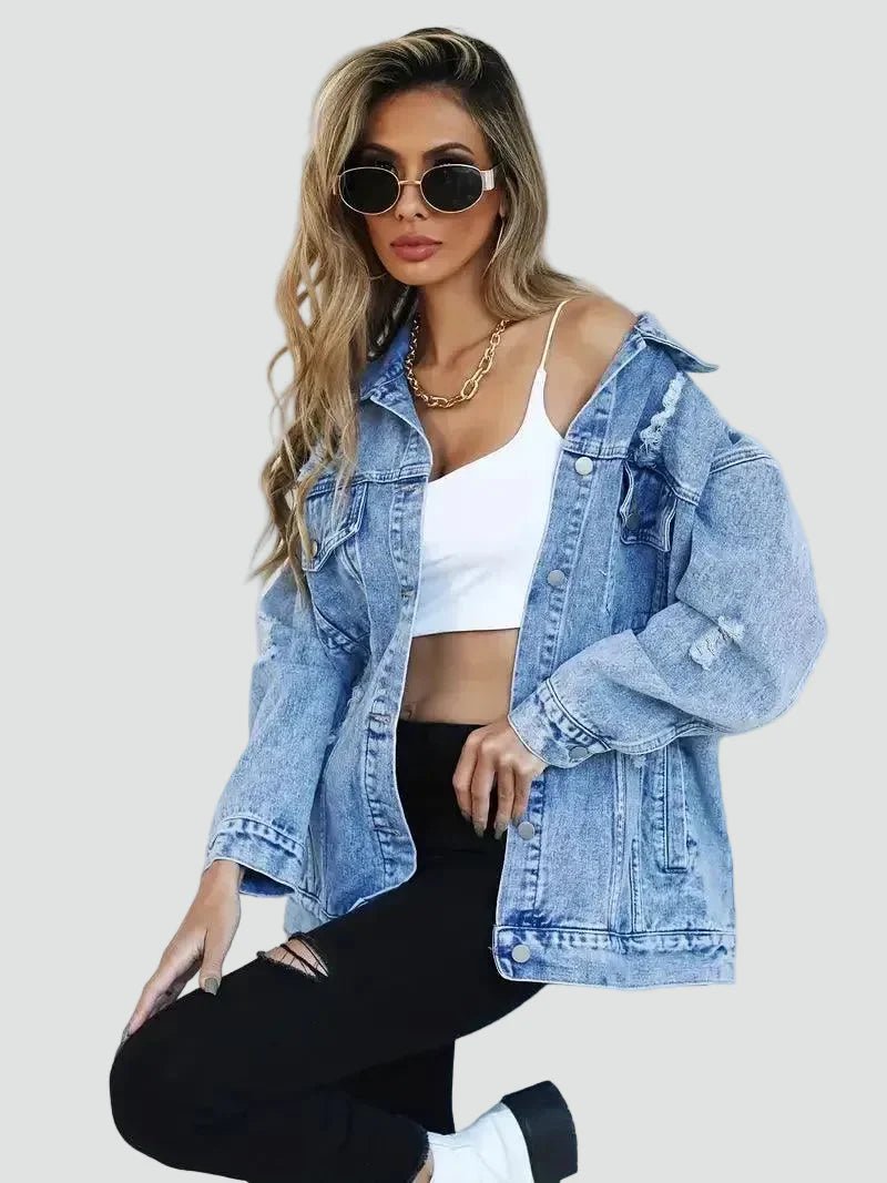 Miss | Blazer Dames Oversize Denim - Katoen - Miss Madera MIS-ZJ7QAN