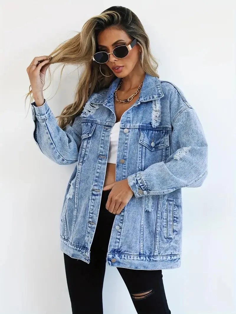 Miss | Blazer Dames Oversized Denim - Katoen - Miss Madera MIS-GZ9O76