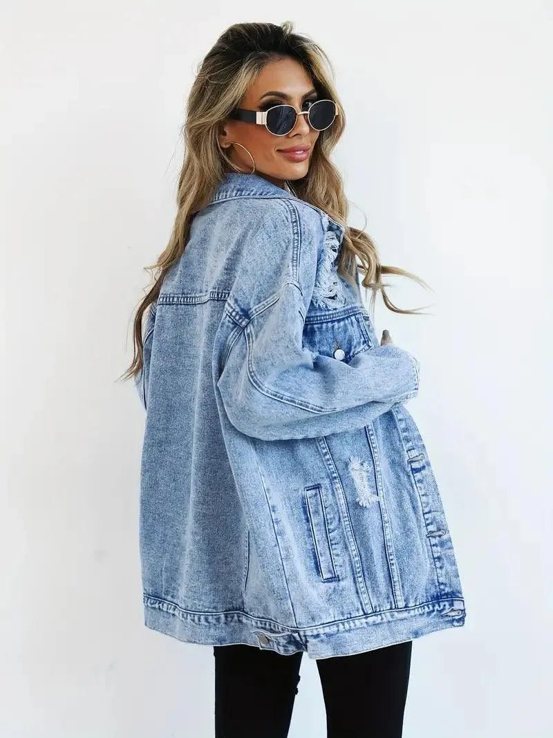 Miss | Blazer Dames Oversized Denim - Katoen - Miss Madera MIS-GZ9O76