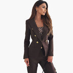 Miss | Blazer Pantalon Set Dames Tailored - Polyester - Viscose - Miss Madera