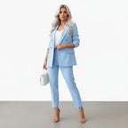 Miss | Blazer Pantalon Set Dames Tailored - Polyester - Viscose - Miss Madera