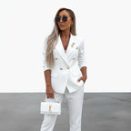 Miss | Blazer Pantalon Set Dames Tailored - Polyester - Viscose - Miss Madera