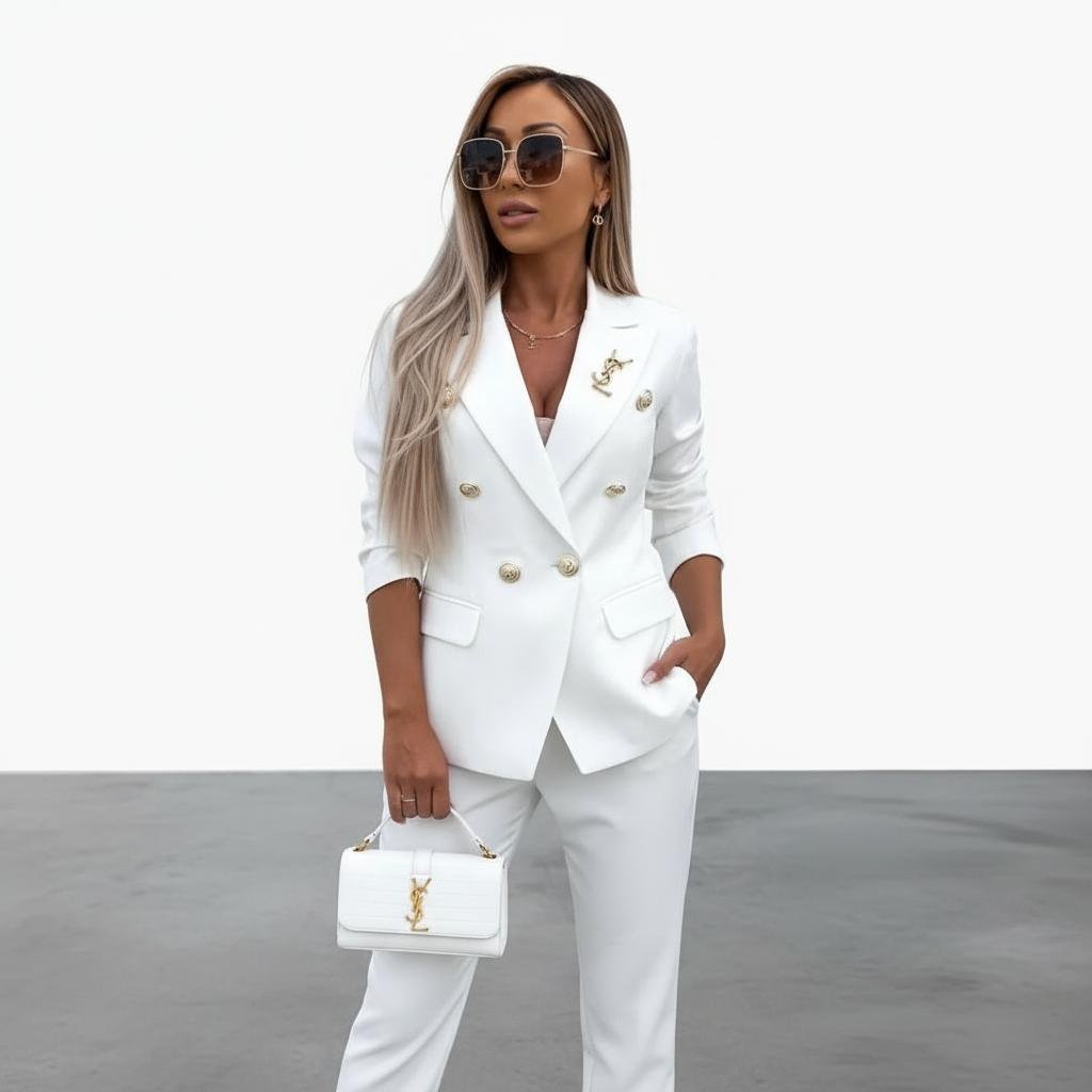 Miss | Blazer Pantalon Set Dames Tailored - Polyester - Viscose - Miss Madera