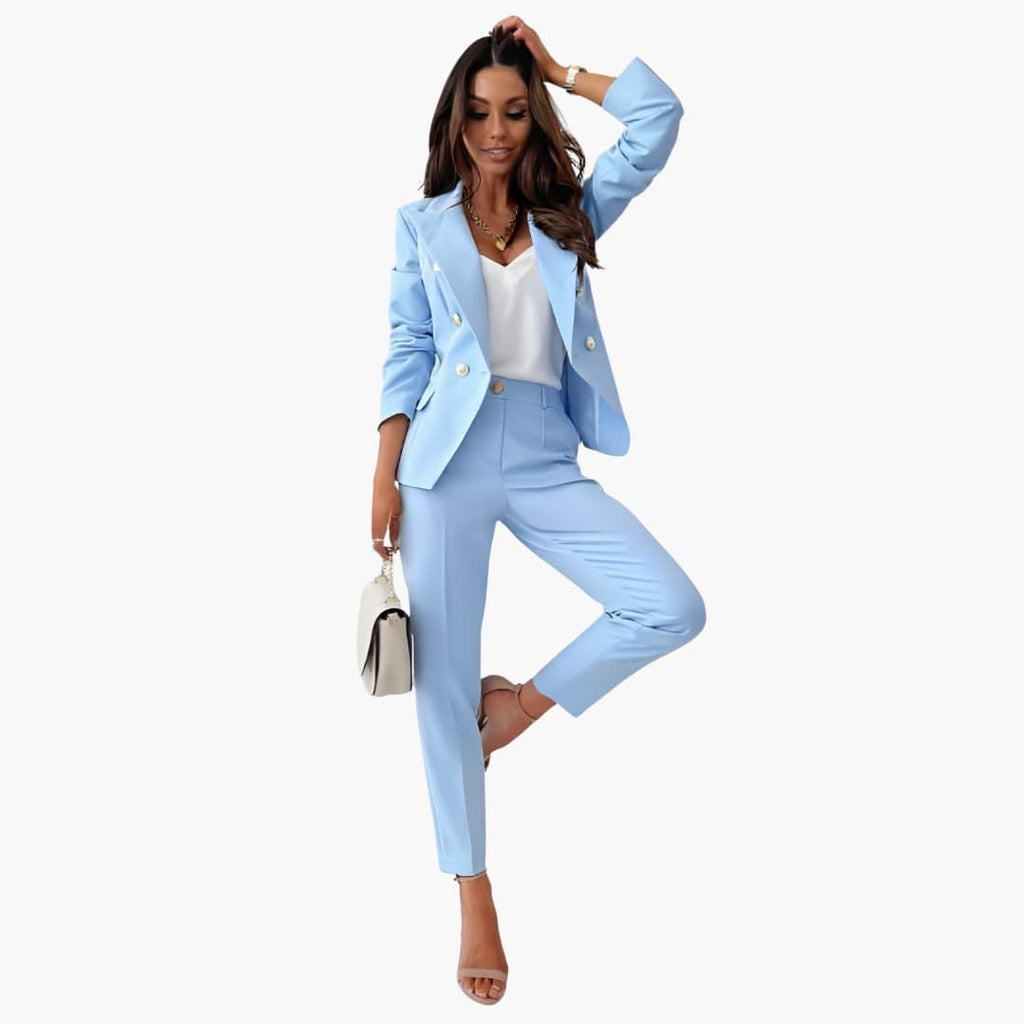 Miss | Blazer Pantalon Set Dames Tailored - Polyester - Viscose - Miss Madera