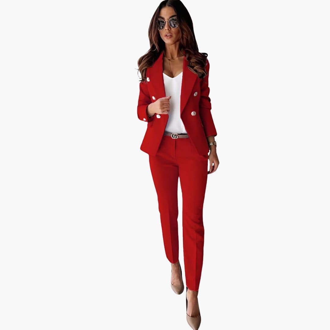Miss | Blazer Pantalon Set Dames Tailored - Polyester - Viscose - Miss Madera