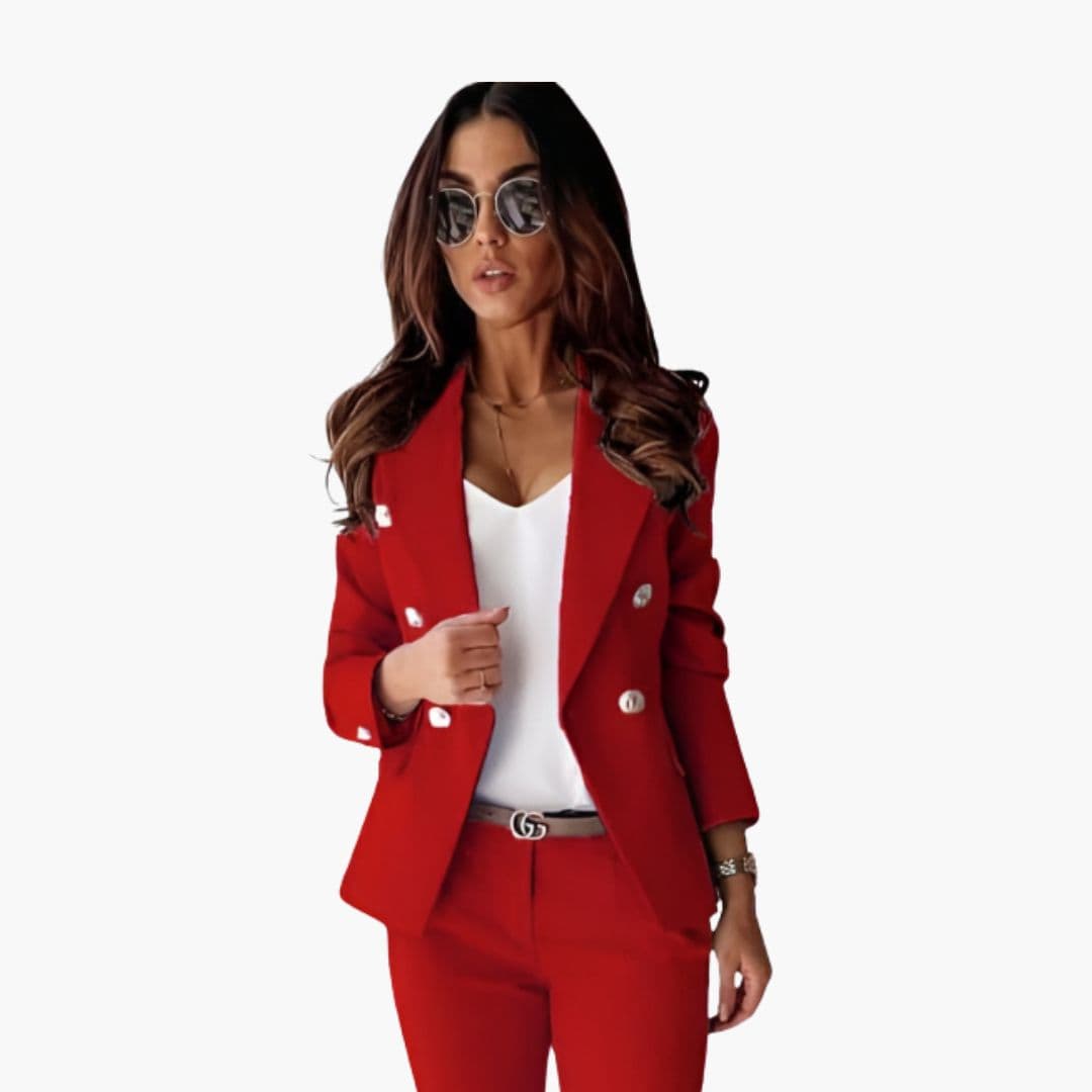 Miss | Blazer Pantalon Set Dames Tailored - Polyester - Viscose - Miss Madera