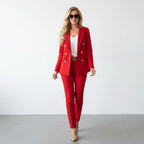 Miss | Blazer Pantalon Set Dames Tailored - Polyester - Viscose - Miss Madera
