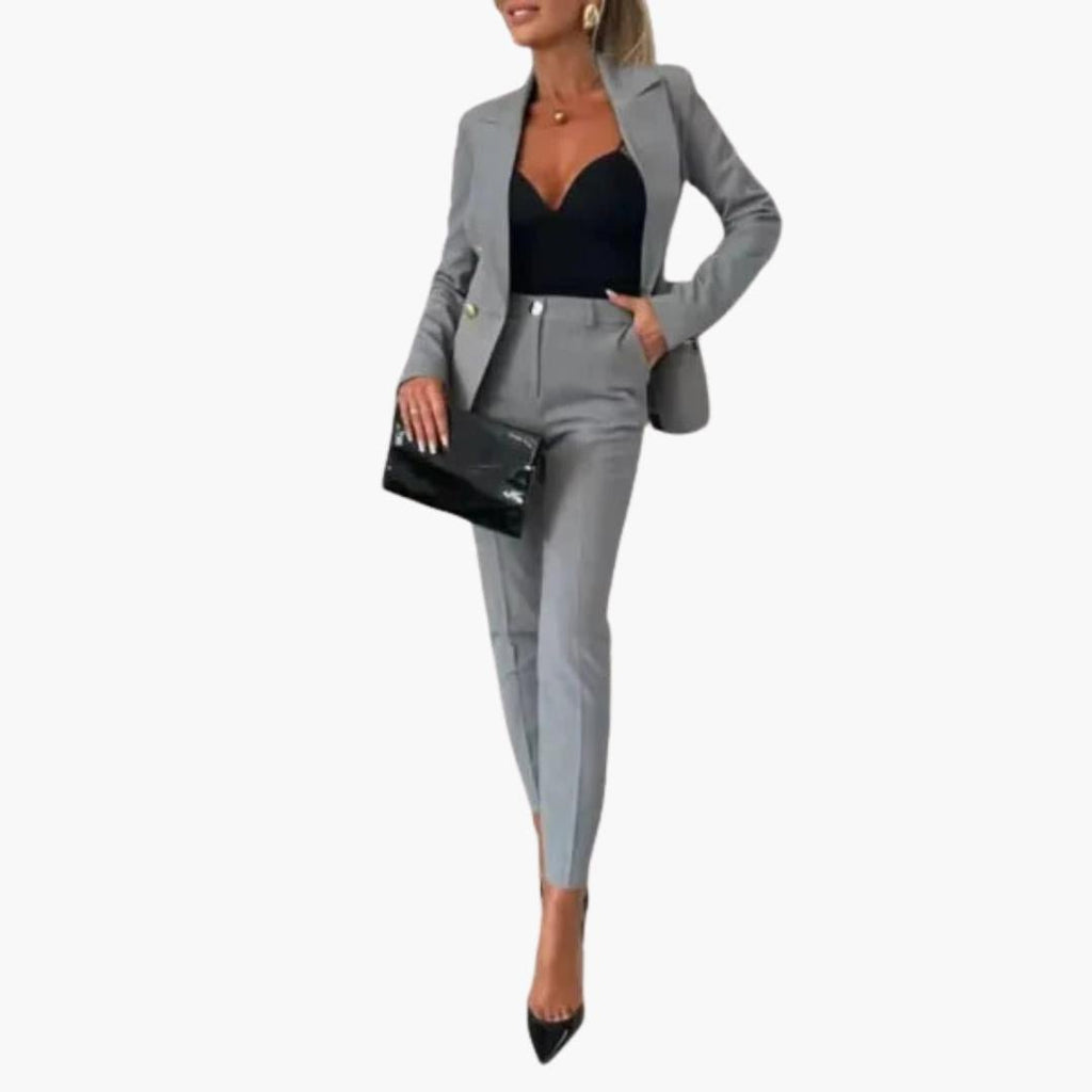 Miss | Blazer Pantalon Set Dames Tailored - Polyester - Viscose - Miss Madera