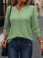 Miss | Blouse Dames Asymmetrische V-hals Sierknopen Lange Mouw - Miss Madera MIS-PXO3EL