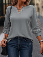Miss | Blouse Dames Asymmetrische V-hals Sierknopen Lange Mouw - Miss Madera MIS-0T4HXY
