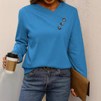 Miss | Blouse Dames Asymmetrische V-hals Sierknopen Lange Mouw - Miss Madera MIS-BNUJCM