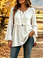 Miss | Blouse Dames Boho Franjes V-hals Klokmouw - Miss Madera MIS-8ADTAV
