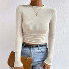 Miss | Blouse Dames Cropped Lange Mouwen Structuur - Polyester - Miss Madera MIS-SJ9CSC