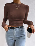 Miss | Blouse Dames Cropped Lange Mouwen Structuur - Polyester - Miss Madera MIS-SJ9CSC