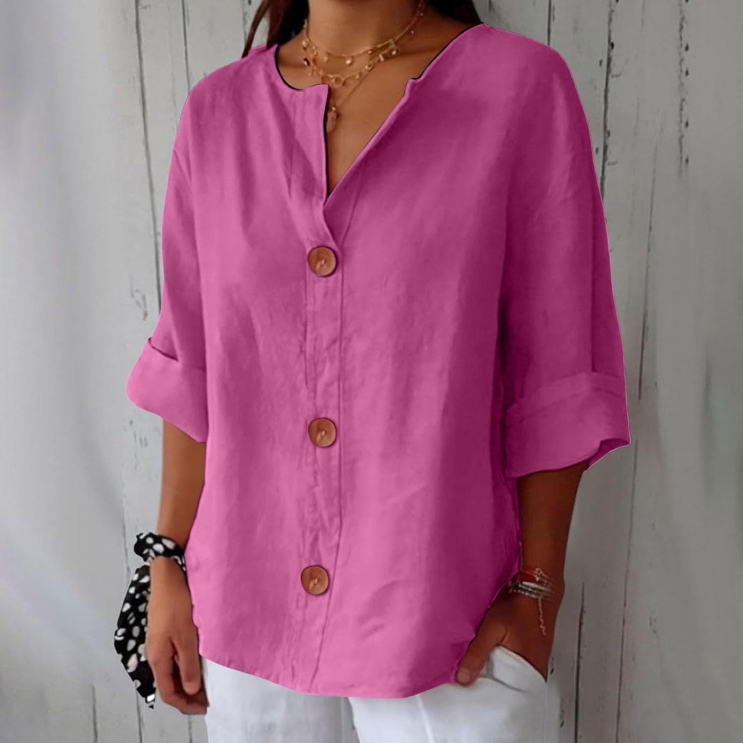 Miss | Blouse Dames Elk Seizoen - Puur Linnen - Miss Madera MIS-33220F