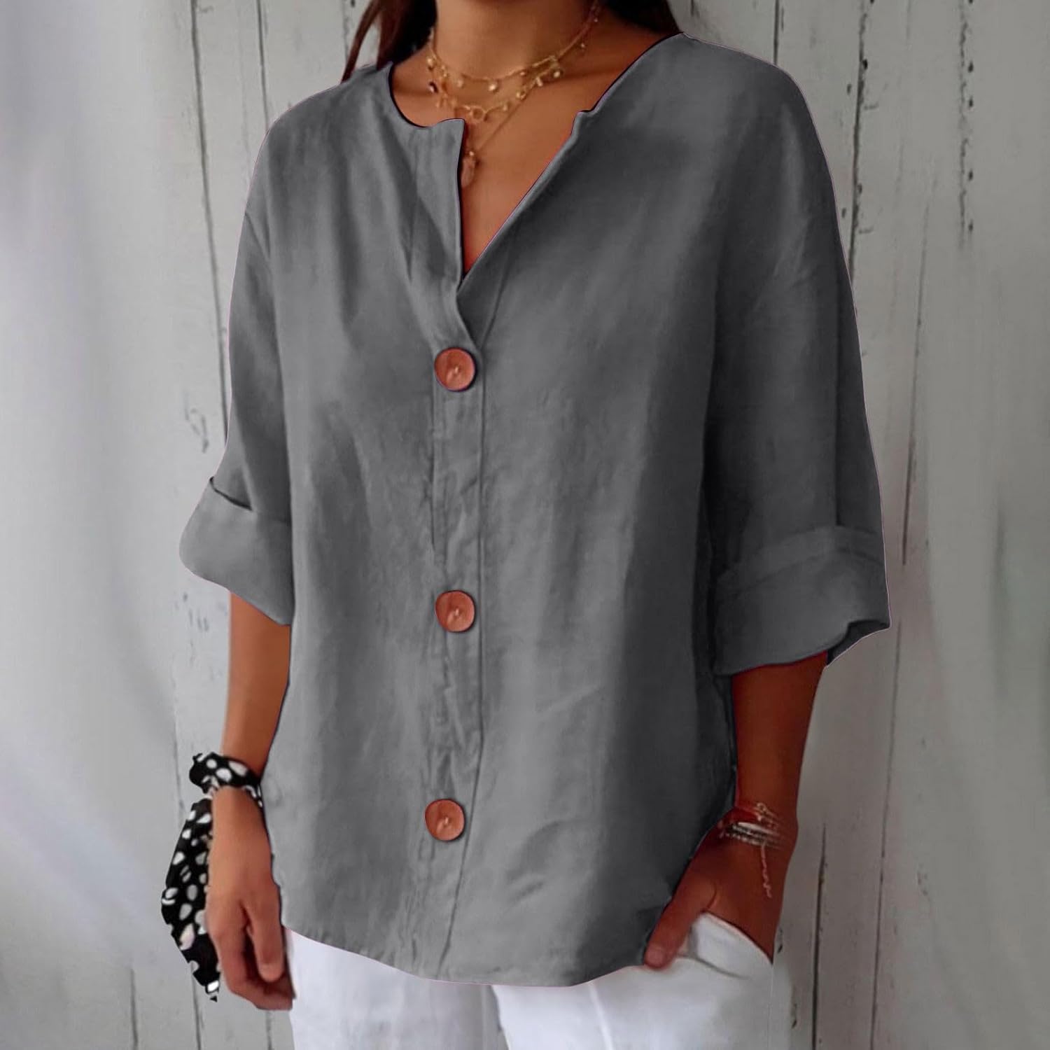 Miss | Blouse Dames Elk Seizoen - Puur Linnen - Miss Madera MIS-4D68B5