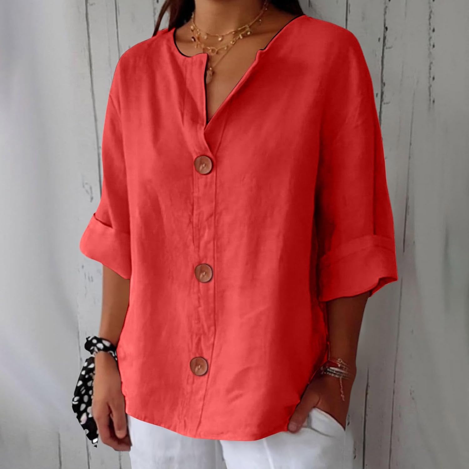 Miss | Blouse Dames Elk Seizoen - Puur Linnen - Miss Madera MIS-D1680C