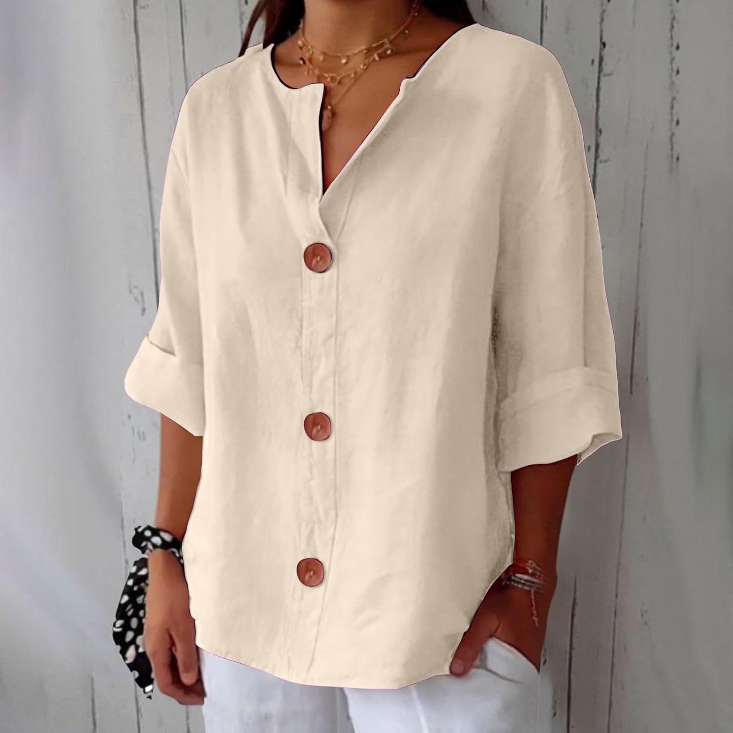 Miss | Blouse Dames Elk Seizoen - Puur Linnen - Miss Madera MIS-0B75EC
