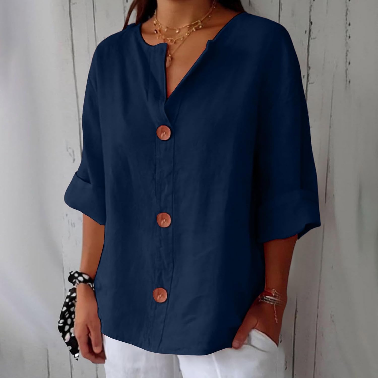 Miss | Blouse Dames Elk Seizoen - Puur Linnen - Miss Madera MIS-950111