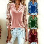Miss | Blouse Dames Fluweel Pailletten Sjaalkraag - Fluweel - Miss Madera MIS-01WZWK