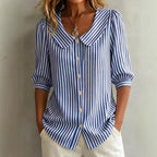 Miss | Blouse Dames Gestreept Knoopsluiting - Viscose - Miss Madera MIS-6T81NQ