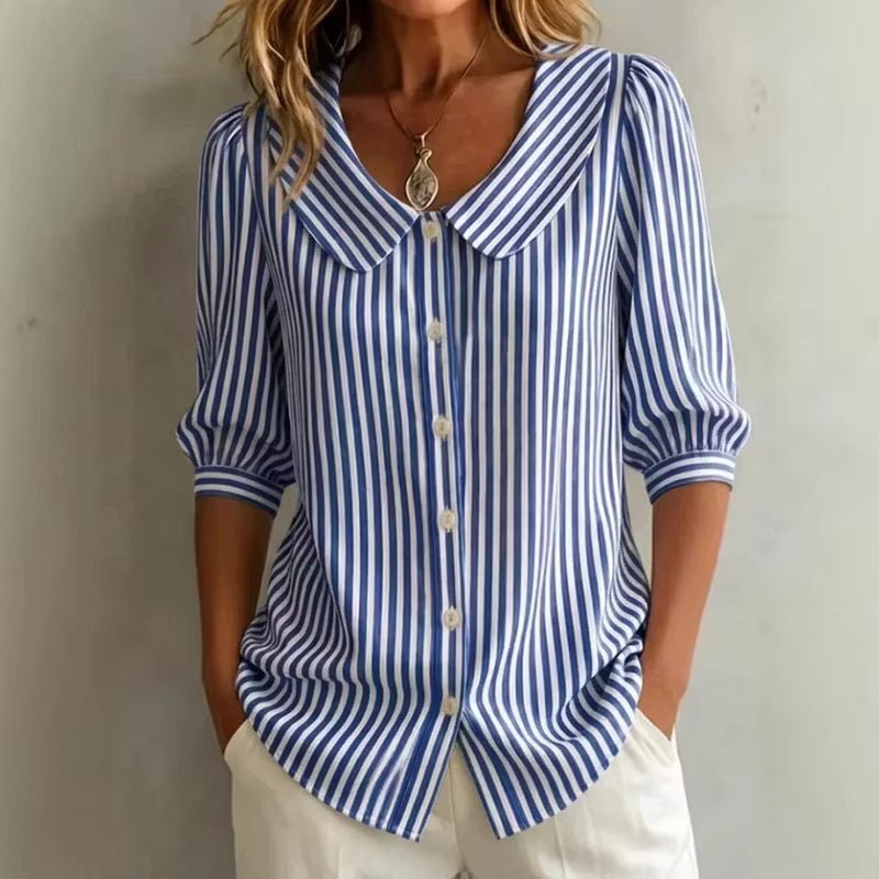 Miss | Blouse Dames Gestreept Knoopsluiting - Viscose - Miss Madera MIS-6T81NQ
