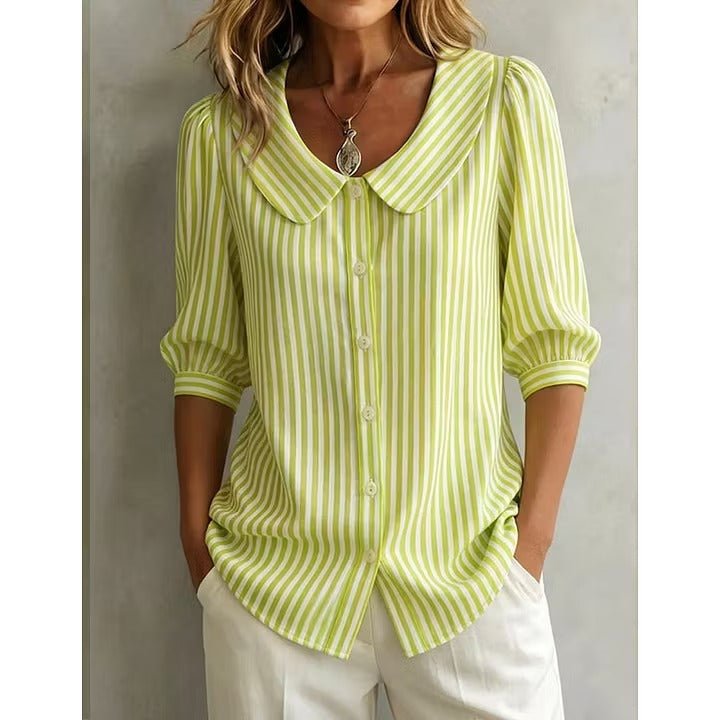 Miss | Blouse Dames Gestreept Knoopsluiting - Viscose - Miss Madera MIS-LV28LO
