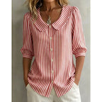 Miss | Blouse Dames Gestreept Knoopsluiting - Viscose - Miss Madera MIS-05FQNU