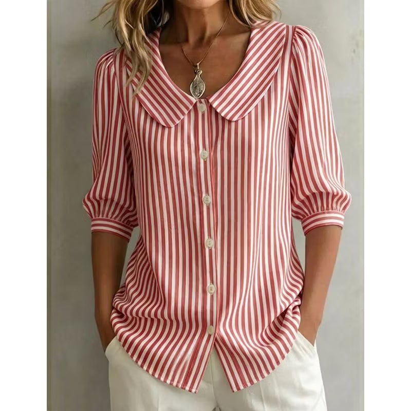 Miss | Blouse Dames Gestreept Knoopsluiting - Viscose - Miss Madera MIS-05FQNU