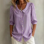 Miss | Blouse Dames Gestreept Knoopsluiting - Viscose - Miss Madera MIS-XLSX0S