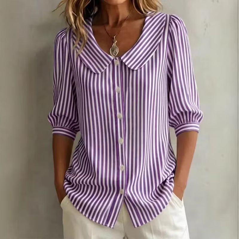 Miss | Blouse Dames Gestreept Knoopsluiting - Viscose - Miss Madera MIS-XLSX0S