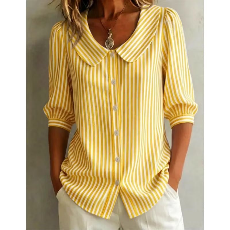 Miss | Blouse Dames Gestreept Knoopsluiting - Viscose - Miss Madera MIS-NU40P7