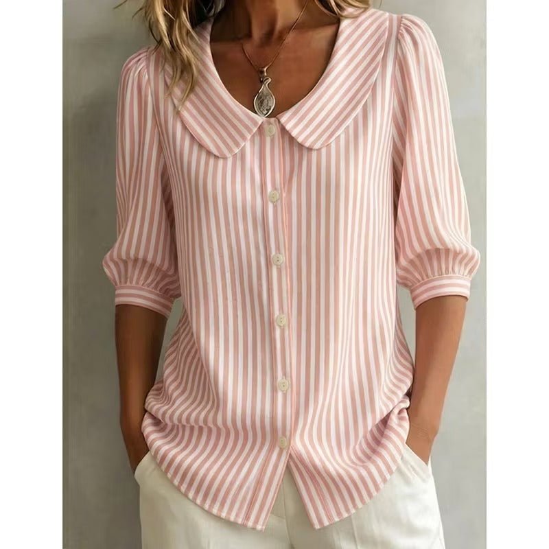 Miss | Blouse Dames Gestreept Knoopsluiting - Viscose - Miss Madera MIS-TM2WHP