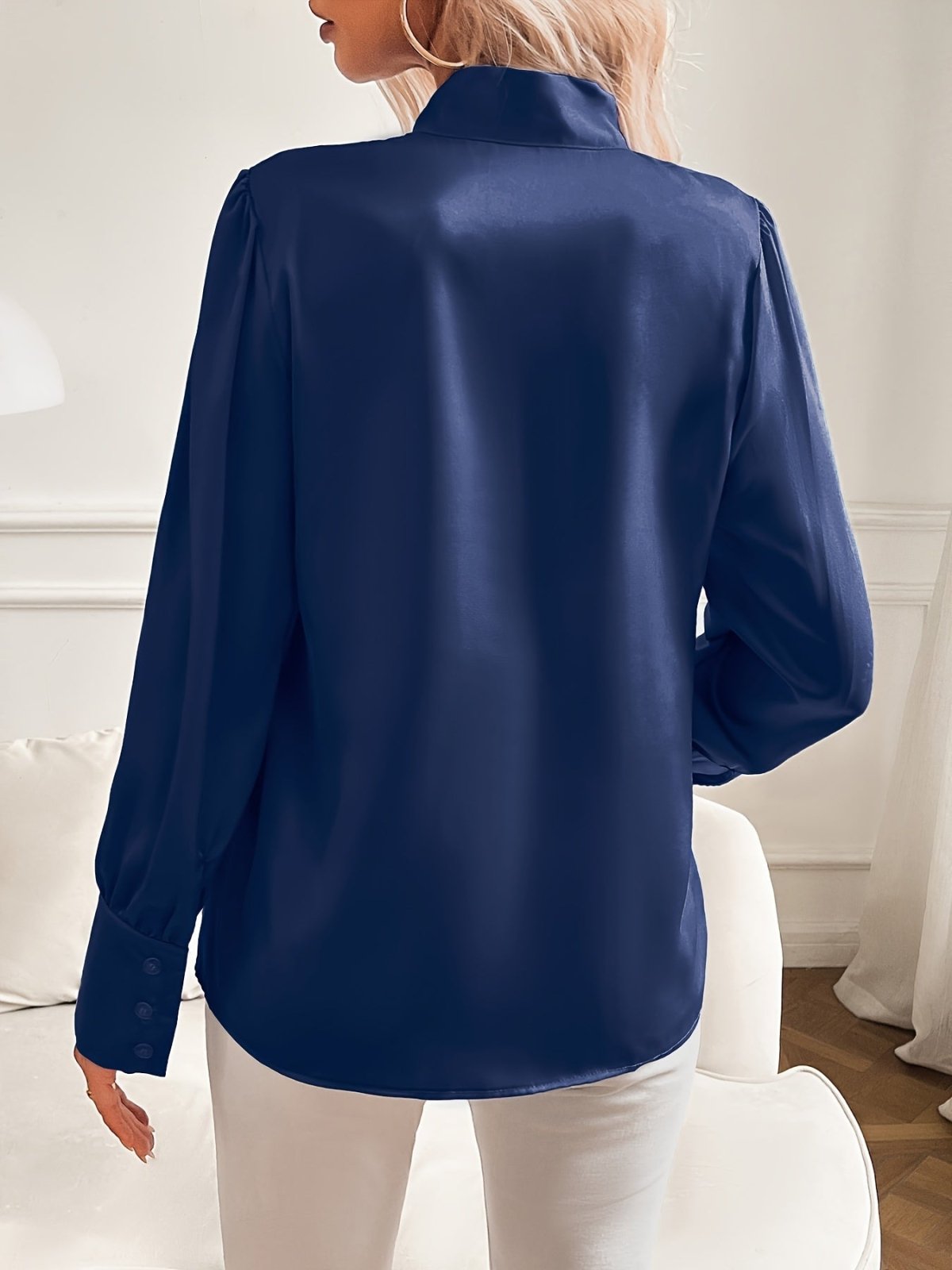 Miss | Blouse Dames Getailleerd Lange Mouwen Strik - Satijn - Miss Madera MIS-C6ACB1