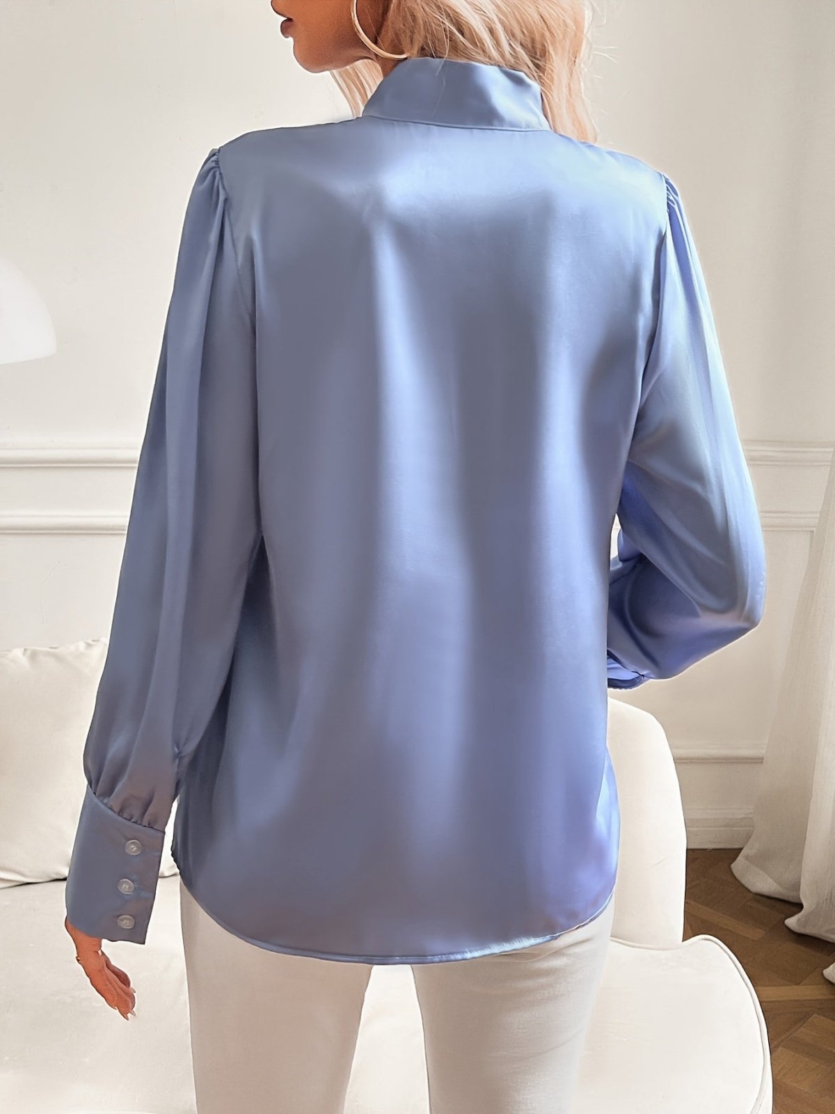 Miss | Blouse Dames Getailleerd Lange Mouwen Strik - Satijn - Miss Madera MIS-C6ACB1