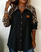 Miss | Blouse Dames Herfst Oversized Leopardprint - Ribstof - Miss Madera MIS-ZGFMT4