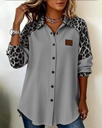 Miss | Blouse Dames Herfst Oversized Leopardprint - Ribstof - Miss Madera MIS-OTMGWO