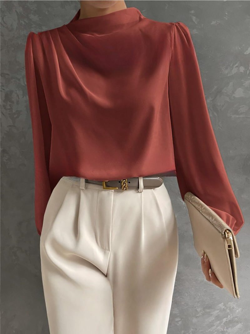 Miss | Blouse Dames Hoge Hals Lange Mouw Relaxed Fit - Miss Madera MIS-PJTMJZ