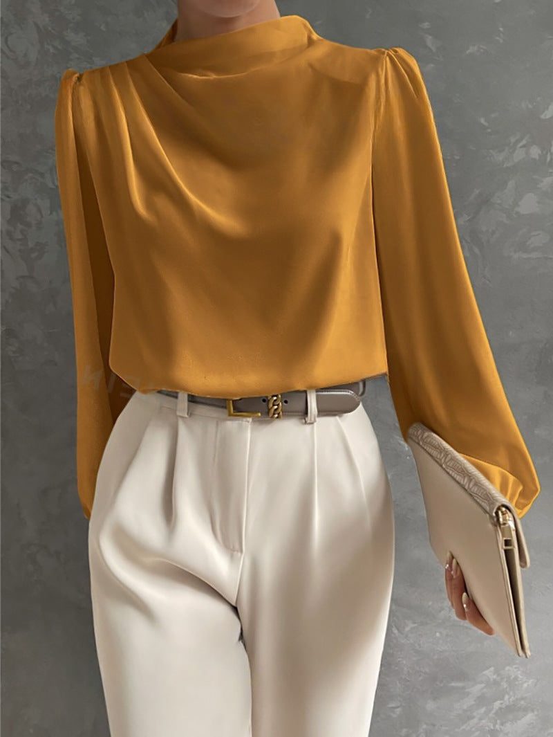 Miss | Blouse Dames Hoge Hals Lange Mouw Relaxed Fit - Miss Madera MIS-WC7KEV